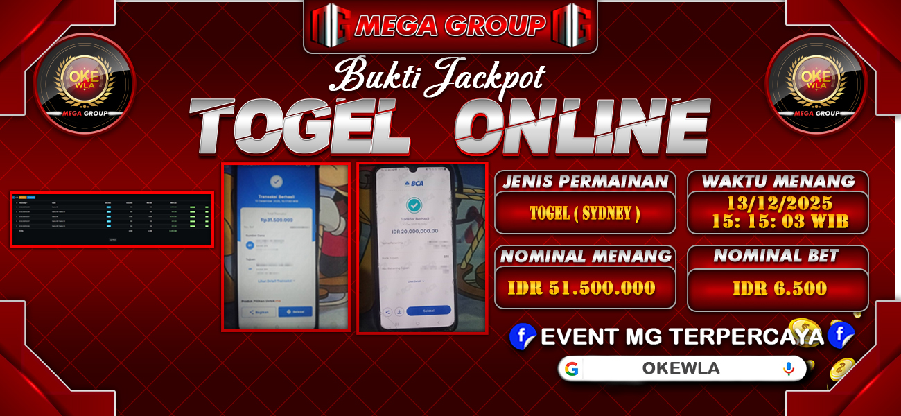 Bukti JP situs Okewla hari Sabtu, 13 Desember 2025