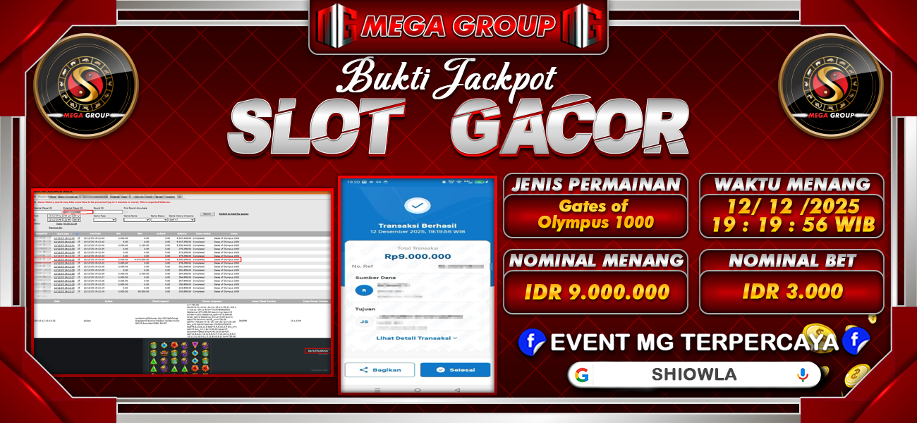 Bukti JP situs Shiowla hari Jumat, 12 Desember 2025