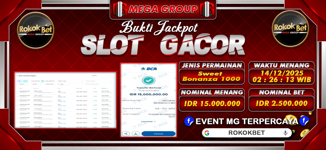 Bukti JP situs Rokokbet hari Minggu, 14 Desember 2025