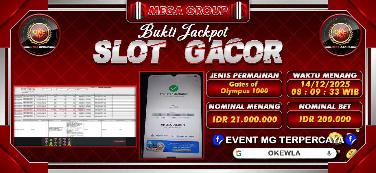 Bukti JP situs Okewla hari Minggu, 14 Desember 2025