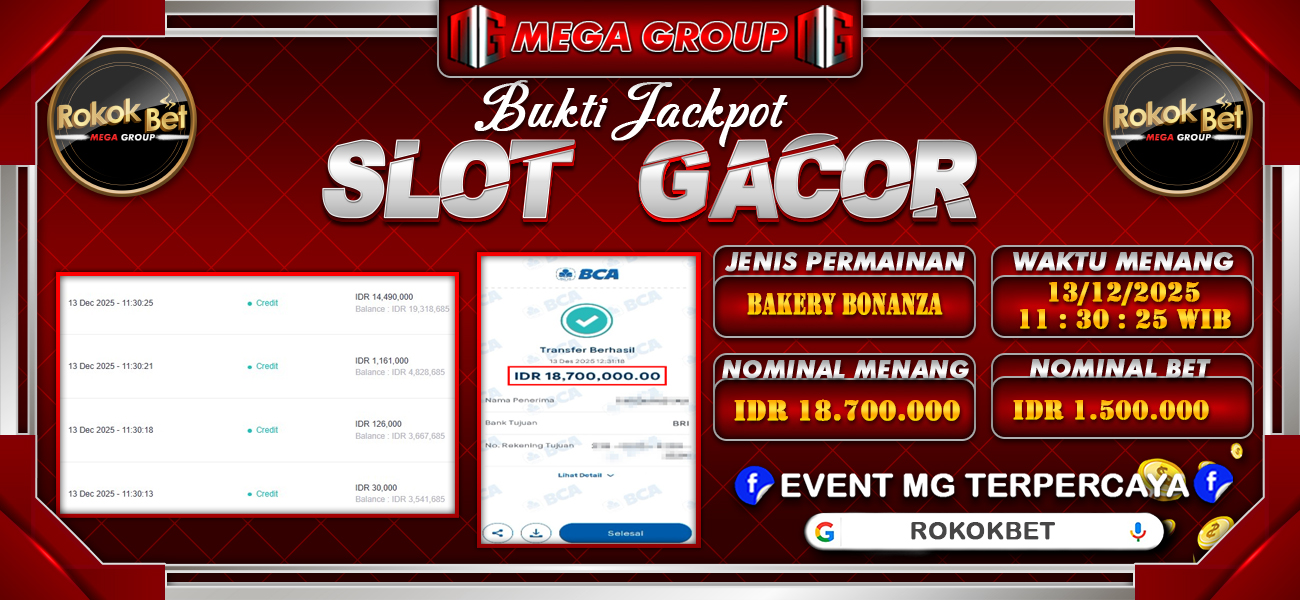 Bukti JP situs Rokokbet hari Sabtu, 13 Desember 2025